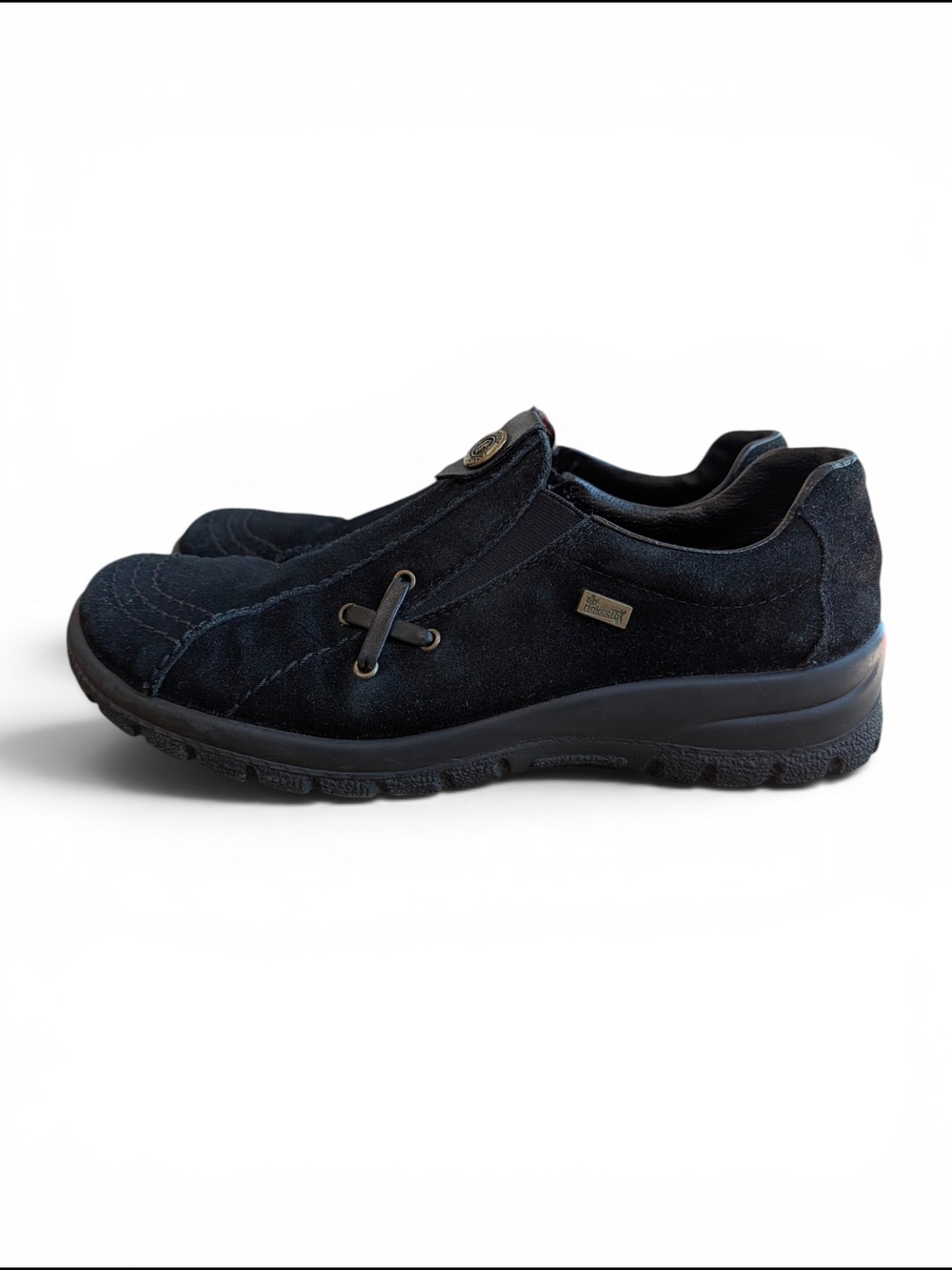 Rieker Black Women's Walking Slip-On Suede Sneakers - Picture 6 of 9